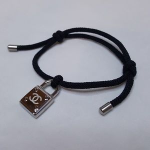 Chanel Repurposed Adjustable Logo Lock Bracelet